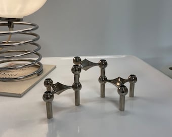 BMF Nagel vintage candle holder sculpture, 3 elements, Caesar Stoffi, Germany 1970