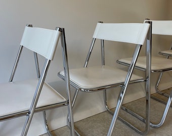 Vintage Italian Leather & Chrome Tamara Folding Chairs from Arrben Italy