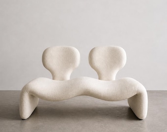 Djinn 2-seater sofa in cream bouclé by Olivier Mourgue for Airborne, 1970s