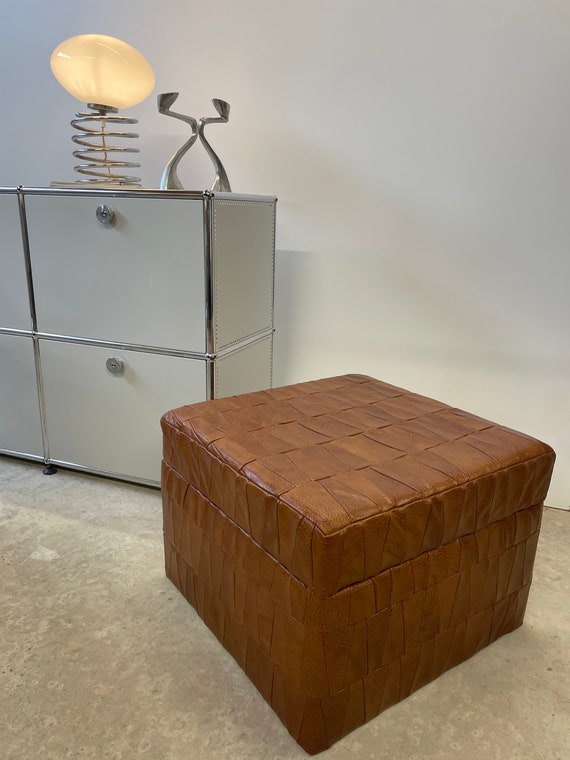 De Sede Patchwork Leather Storage Upholstered Stool Ottoman