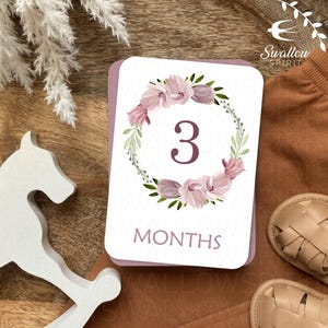 30 cartes bébé jalon, rose, fleur, cartes bébé, grossesse, cartes bébé, nouveau-né, cadeau baby shower, pour bébé, carte bébé miteux, petit