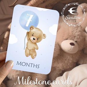 30 biglietti di auguri per le tappe fondamentali del bambino, Gravidanza, Hello world, Primo anno di vita del bambino, Orsetto, Mesi del compleanno, Regalo, Primi ricordi