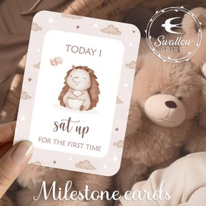 30 babymijlpaalkaarten, zwangerschap, hallo wereld, eerste jaar baby, bosdier, geboorte, cadeau, papier, handgemaakt, met liefde, eerste herinneringen