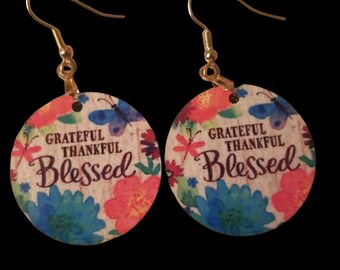 GRATEFUL THANKFUL EARRINGS- Earrings so pretty, round