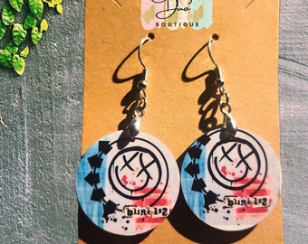 Blink 182 inspired earrings teardrop wear to concert with that tee! 1 inch Round