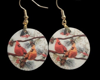 CARINALS NEAR EARRINGS - absolutely beautiful, holiday, round, trendy, gorgeous