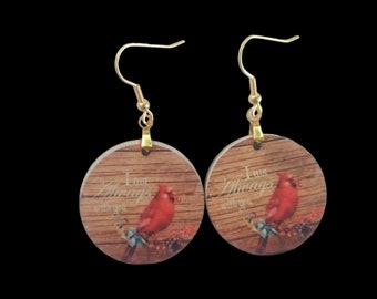 BEAUTIFUL CARDINAL EARRINGS -  I am always with you. Cardinals.  Pretty.  Christmas.