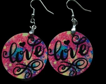 COLORFUL LOVE EARRINGS - pretty, round, colorful, trendy and fun