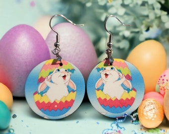 EASTER BUNNY EARRINGS -   Cutest ever easter bunny earrings - drop - colorful - fun