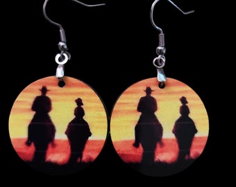 BEAUTIFUL HORSE EARRINGS - Ride more, worry less.  Pretty horse earrings, colorful, round, double-sided