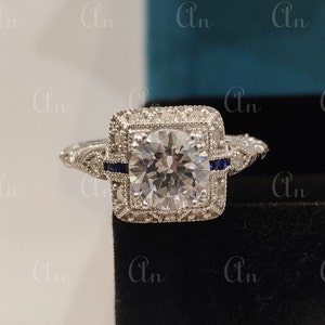 1930s Vintage 2.30Ct Round Cut Diamond Engagement Wedding Ring in 935 Argentium Silver,Art Deco Ring,Gift for her,Antique Engagement Ring