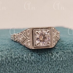 1930s vintage 2.20Ct White Round cut engagement ring in 935 Argentium silver,Antique engagement ring,art deco ring,anniversary rings,gifts