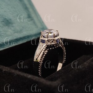 1930s Antique 2.40 Ct White Round Cut Diamond wedding Engagement Ring in 935 Argentium Silver, Edwardian Ring, Antique engagement ring, gift