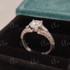1930s Antique 2.10Ct White Round Cut Diamond Engagement wedding Ring in 935 Argentium Silver,Edwardian Ring,Antique engagement ring,gifts