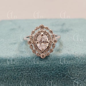1930s Antique 2.10 Ct White Oval Cut Diamond wedding Engagement Ring in 935 Argentium Silver, Edwardian Ring, Antique engagement ring, gift