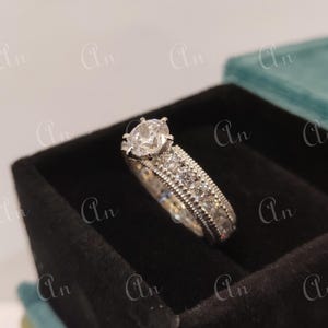 1930s Antique 2.10Ct White Round Cut Diamond Engagement wedding Ring in 935 Argentium Silver, Edwardian Ring, Antique engagement ring, gift