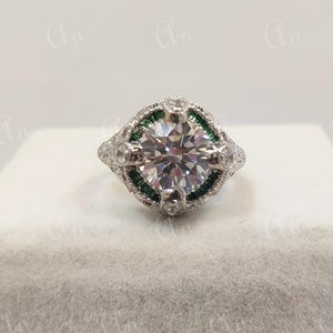 1930s Antique 2.10Ct White Round Cut Diamond Engagement wedding Ring in 935 Argentium Silver, Edwardian Ring, Antique engagement ring, gifts
