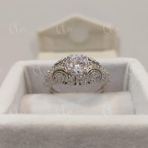 1930s Antique 2.10Ct White Round Cut Diamond Engagement wedding Ring set in 935 Argentium Silver,Edwardian Ring,Antique engagement ring,gift