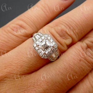 1930s Vintage 2.30Ct Asscher Cut Diamond Engagement Wedding Ring in 935 Argentium Silver,Art Deco Ring,Gift for her,Antique Engagement Ring