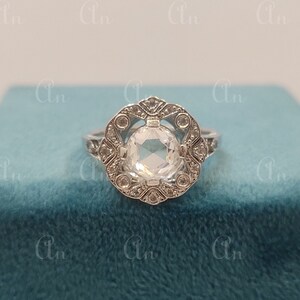 1930s Vintage 2.30Ct Round Cut Diamond Engagement Wedding Ring in 935 Argentium Silver,Art Deco Ring,Gift for her,Antique Engagement Ring