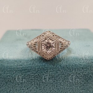 1930s Antique 2.40 Ct White Round Cut Diamond wedding Engagement Ring in 935 Argentium Silver, Edwardian Ring, Antique engagement ring, gift