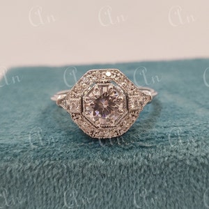 vintage 2.30Ct weißer Rundschliff Diamant Verlobungsring in 935 Argentium Silber/antiker Verlobungsring/Art Deco Ring/Geschenk für Sie