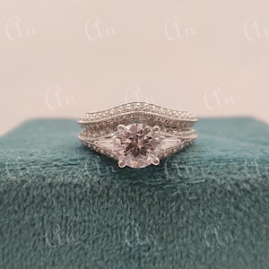 2.10Ct White Round Cut Diamond Engagement wedding Ring set in 935 Argentium Silver,Edwardian Ring,Antique engagement ring,anniversary gifts