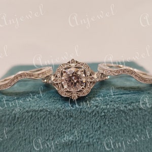 1930s Antique 2.10Ct White Round Cut Diamond Engagement wedding Ring set in 935 Argentium Silver,Edwardian Ring,Antique engagement ring,gift