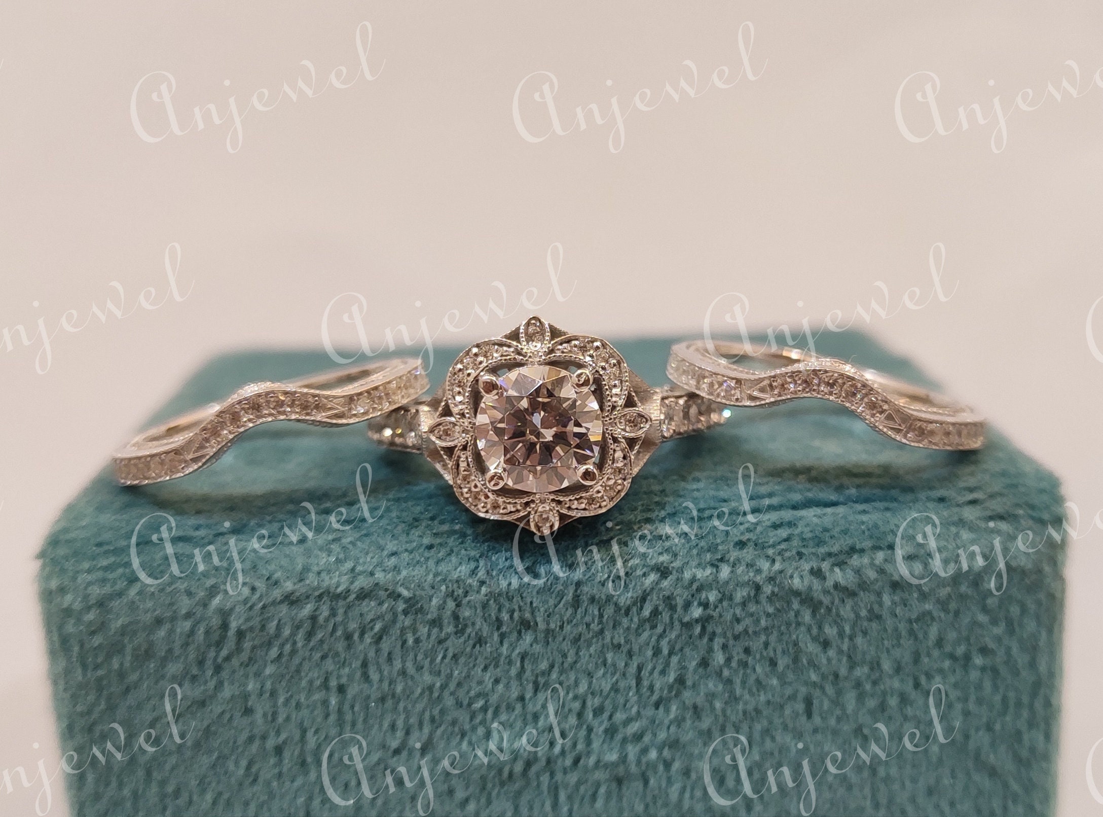 1930s Antique 2.10Ct White Round Cut Diamond Engagement wedding Ring set in 935 Argentium Silver,Edwardian Ring,Antique engagement ring,gift