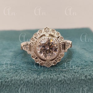 1930s Antique 2.40 Ct White Round Cut Diamond wedding Engagement Ring in 935 Argentium Silver, Edwardian Ring, Antique engagement ring, gift
