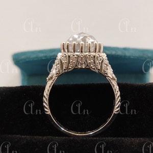 1930s Antique 2.20 Ct White Round Cut Diamond wedding Engagement Ring in 935 Argentium Silver, Edwardian Ring, Antique engagement ring, gift
