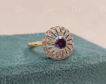 Titanic 2.10Ct Round Cut Engagement Ring in 935 Argentium Silver,Edwardian Ring,Antique engagement ring,gifts, wedding rings, Amethyst rings