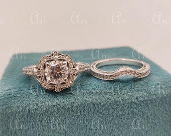 1930s Antique 2.10Ct White Round Cut Diamond Engagement wedding Ring set in 935 Argentium Silver,Edwardian Ring,Antique engagement ring,gift