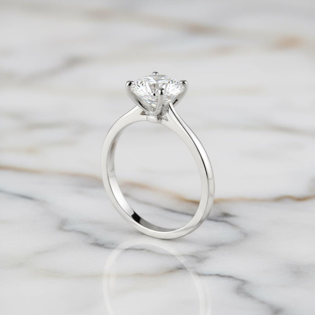 925 Sterling Silver Solitaire Engagement Ring | Classic Round Cut ...