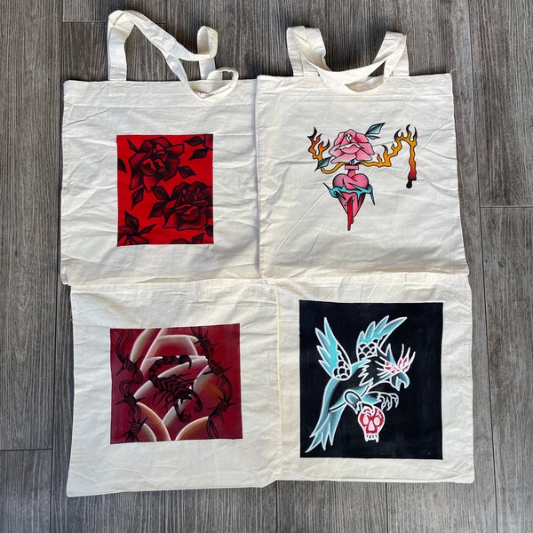 Painted Canvas Bag Etsy