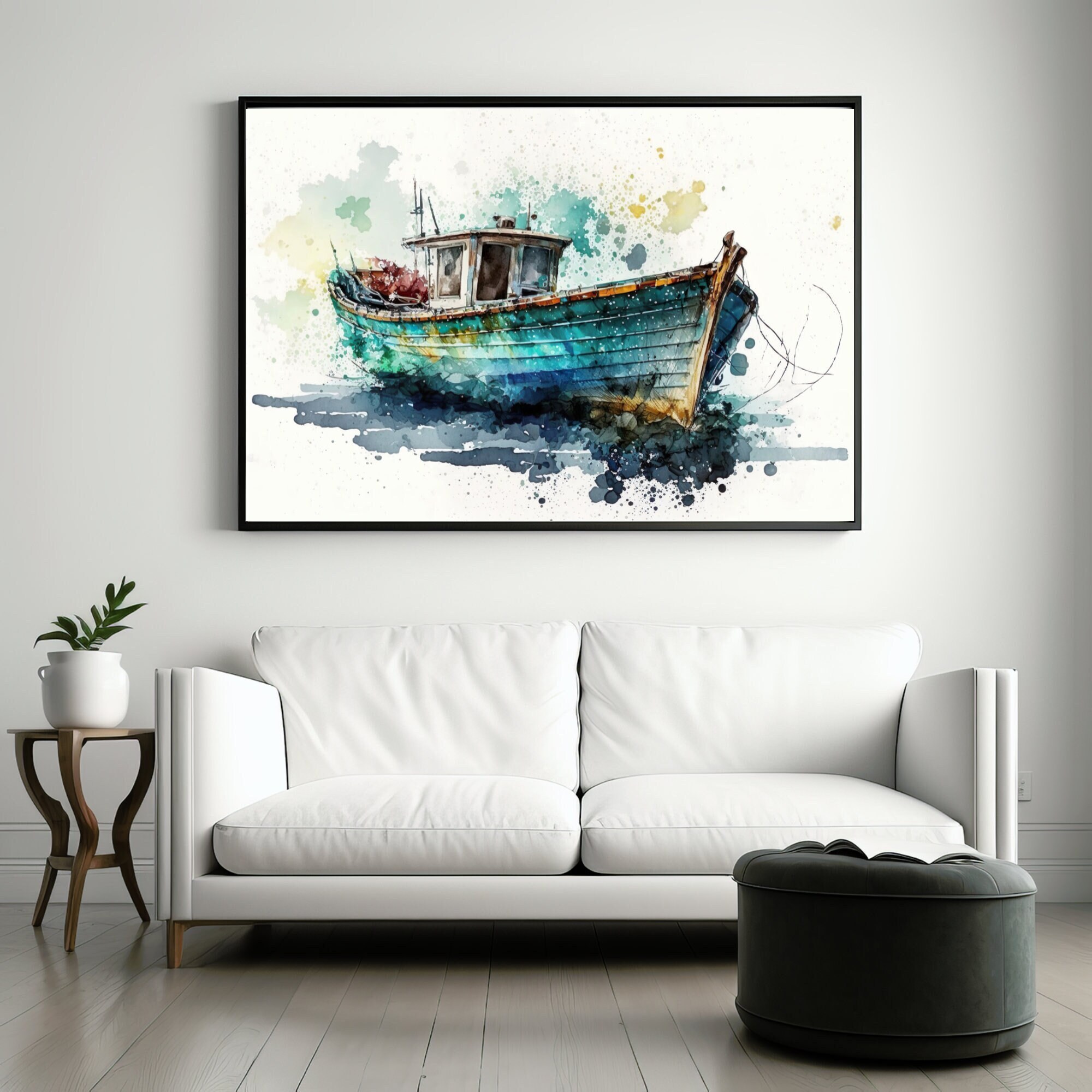 Ocean Wall Art 3 Piece Wall Art Boat Ocean Ocean Wall Art Etsy