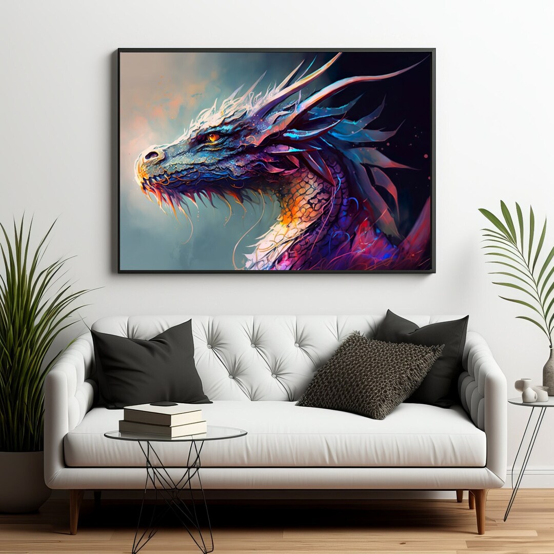 Dragon Wall Art PRINTABLE ART Colorful Abstract Boho Wall Art Dragon