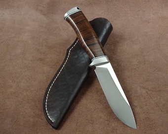 Stunning Handmade knife, leather handle, hunting knife, bushcraft knife, stainless steel knife, gift for men, handmade knife