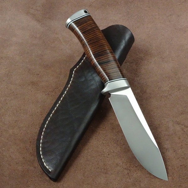 Stunning Handmade knife, leather handle, hunting knife, bushcraft knife, stainless steel knife, gift for men, handmade knife