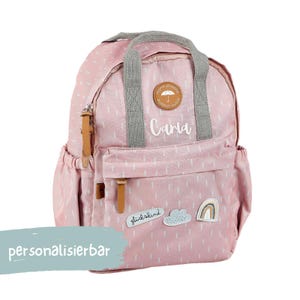 Kindergartenrucksack ab 3 Jahre mit Namen | mit "Glückskind" Patch für Mädchen (Rosa)