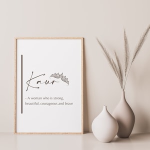 Kaur Wall Print | Kaur Definition | Sikhi | Wall Print | Contemporary Punjabi Decor | Digital Print
