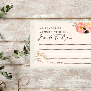 My Favourite Memory with the Bride to-be, Bridal shower Games, Hen Party Games, Printable, Instant Download