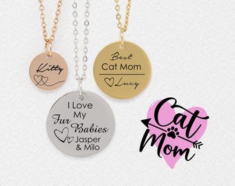 Personalized Pet Name Necklace for Cat Moms • Personalized Dog Mom Gift • Pet Lover Jewelry • Fur Baby