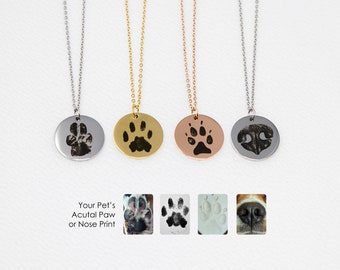 Paw Print Editing • Necklace 22mm Custom Nose Print Necklace Dog Paw Print Cat Paw Print Dog Nose Print Memorial Loss Gift Jewelry Dog Mom