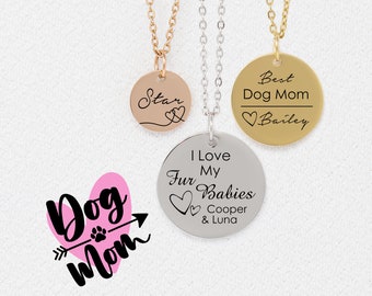 Personalized Pet Name Necklace for Dog Moms • Personalized Cat Mom Gift • Pet Lover Jewelry • Fur Baby