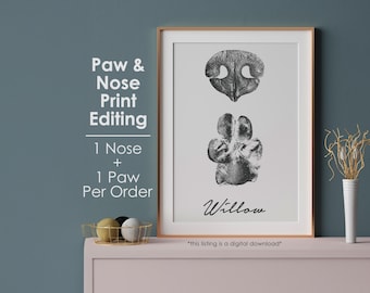 Paw Print Editing • Custom Paw Print • Digital Download • Pet Memorial • Pet Loss • Pet Keepsake • Dog Paw Print • Cat Nose Print • Tattoo