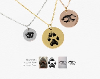 Custom Paw Print Necklace • Dog Paw Necklace • Your Actual Pet Paw Print Necklace • Paw Print Necklace • Custom Pet Necklace • Dog Necklace