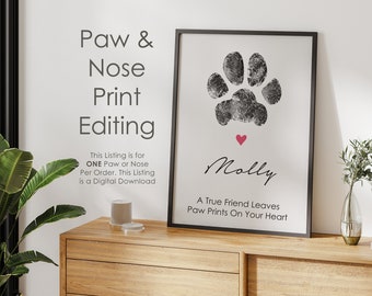 Paw Print Editing • Custom Paw Print • Digital Download • Pet Memorial • Pet Loss • Pet Keepsake • Dog Paw Print • Cat Nose Print • Tattoo