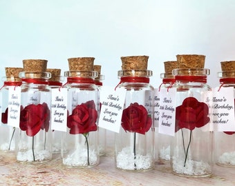 Birthday Party Favors Forever Red Rose in a Bottle Custom Party Favors 30th 40th 50th 60th 70th Birthday Party Favors Bulk Gifts For Guests