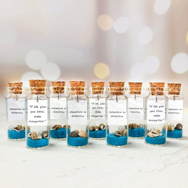 Personalized message in a bottle gift for guests, Set of Custom navy save the date favors, Cruise themed favors in bulk, sand in a bottle